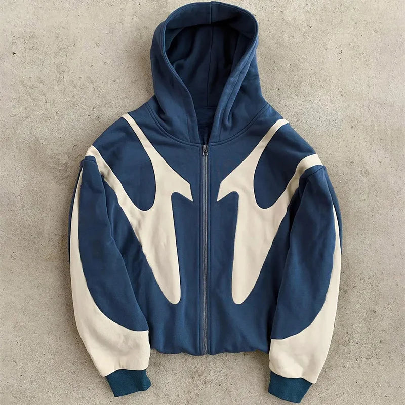 Women's Devil Pattern Printed Hoodie - Y2K Casual Zipper Sweatshirt