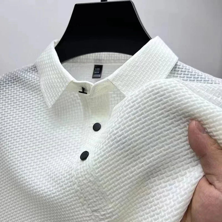 Men's Casual Short Sleeve Solid Color Shirt - Breathable Top