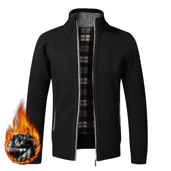 Men's Warm Fleece Cardigan Full Zip Slim Fit Knitted Sweater