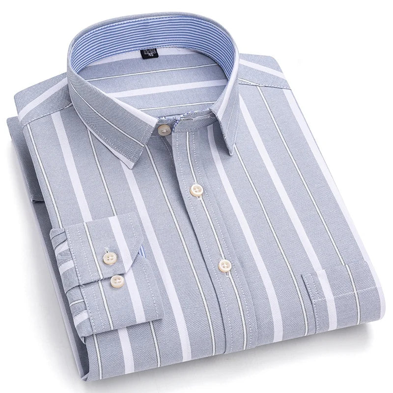 Men's Long Sleeve Cotton Oxford Plaid Button Down Casual Shirt S-7XL