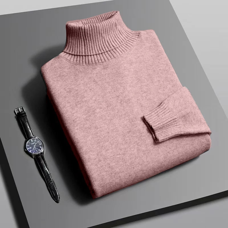 Men's High-Quality Knitted Turtleneck Sweater Slim Fit Long Sleeve