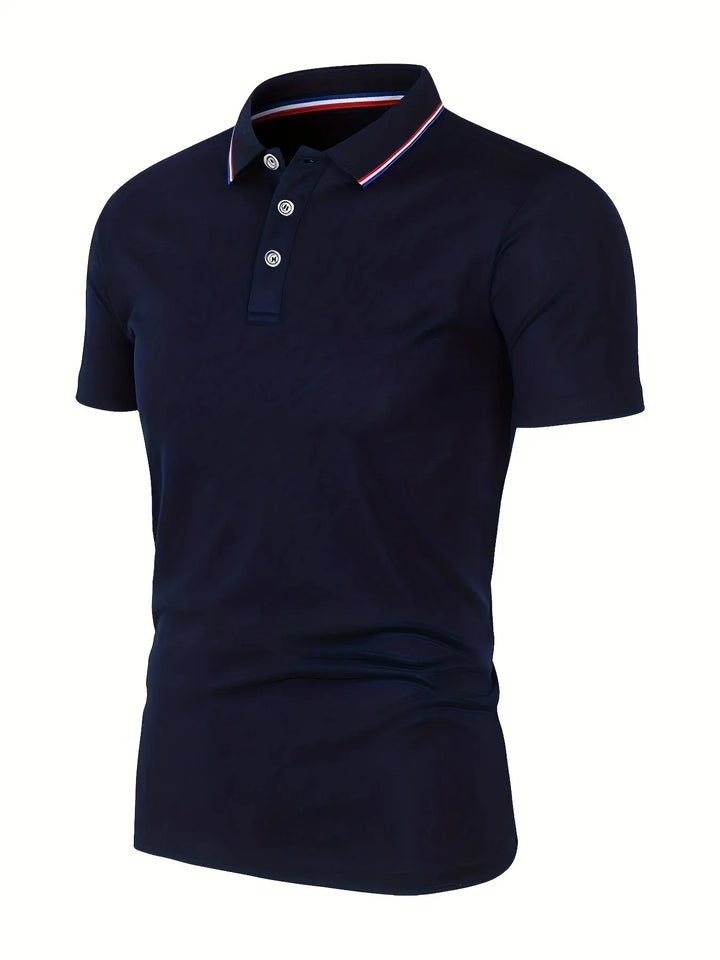 Men's Casual Breathable Solid Color Short Sleeve Polo Shirt