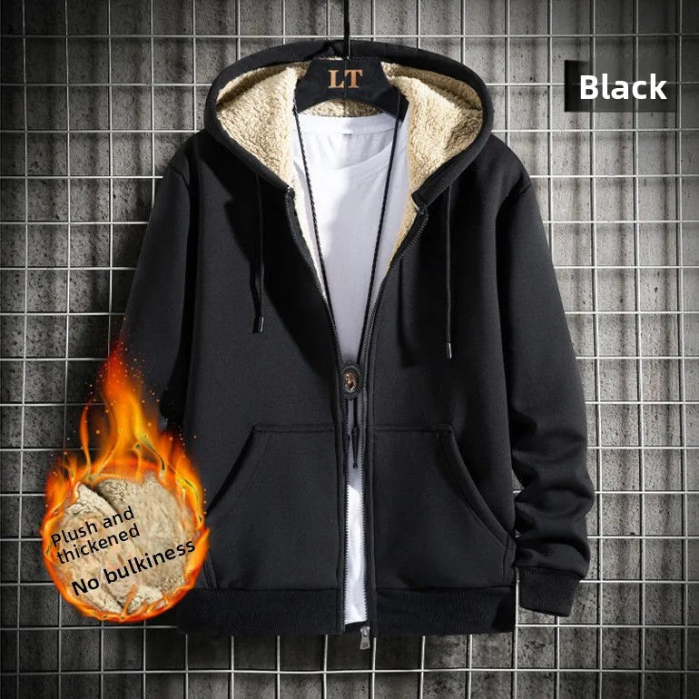 Men's Winter Windproof Hoodie - Sherpa Lined Thermal Zip Up Sweatshirt
