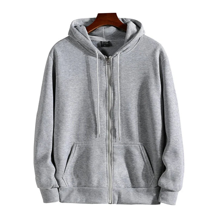 Men's Casual Long Sleeve Zipper Hoodie for Autumn Winter Wear