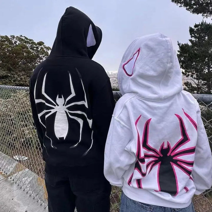 Men's Full Zip Up Graphic Oversized Hoodie Streetwear Punk Y2K Jacket