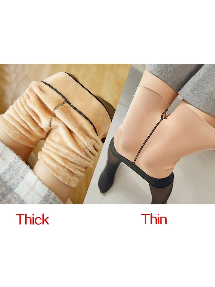 Women's Thermal Fleece Leggings - Thin Winter Warm Tights for Streetwear