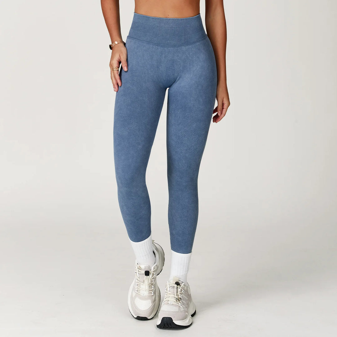 Women's High-Waist Seamless Sports Leggings, Ribbed Yoga Pants