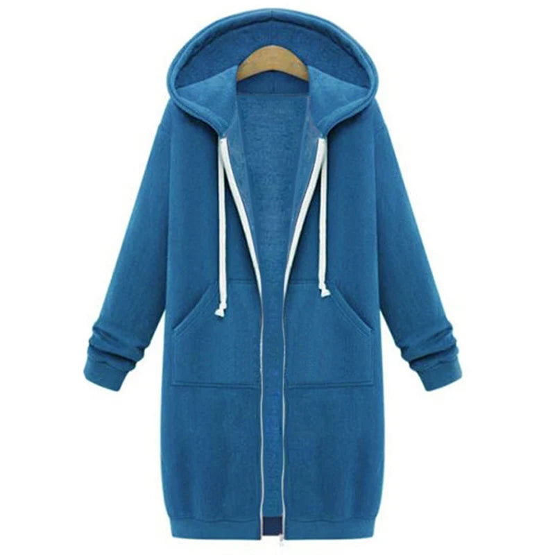 Women's Autumn Winter Thick Hooded Parka with Zipper Pocket