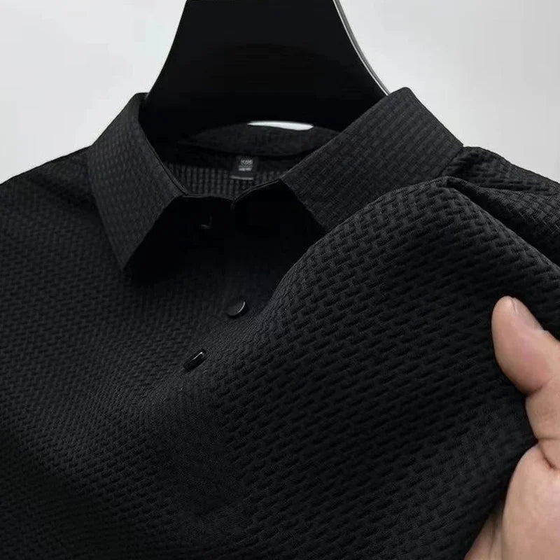 Men's Casual Short Sleeve Solid Color Shirt - Breathable Top