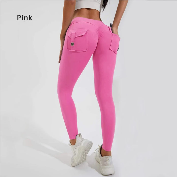 Women's Nylon Yoga Pants with Butt Pocket, Breathable Sports Leggings