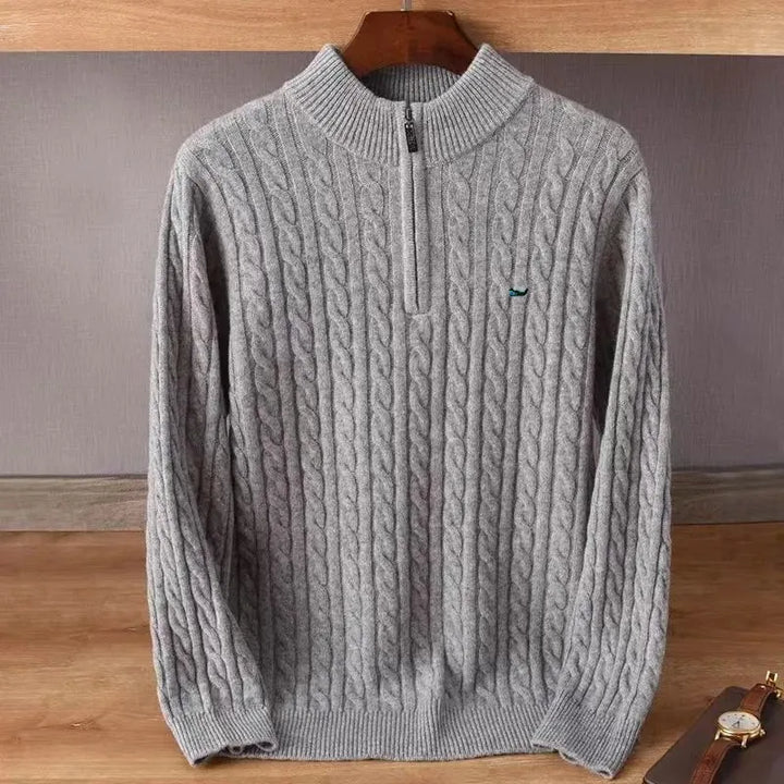 Men's Half-High Collar Zipper Knitting Sweater
