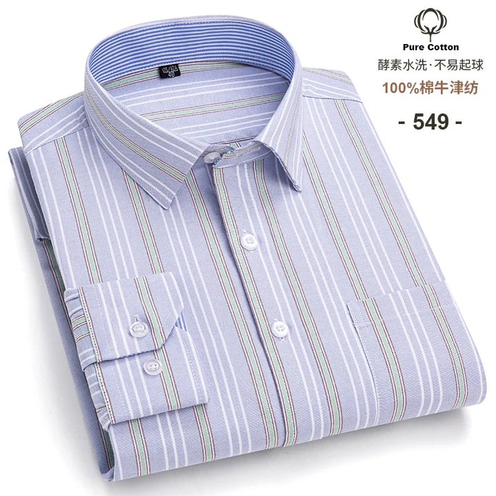 Men's Long Sleeve Cotton Oxford Plaid Button Down Casual Shirt S-7XL