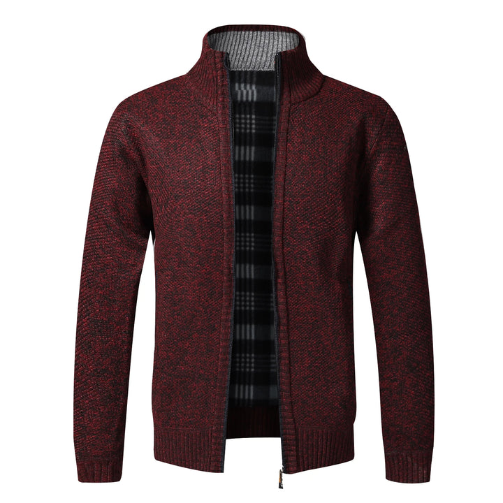 Men's Warm Fleece Cardigan Full Zip Slim Fit Knitted Sweater