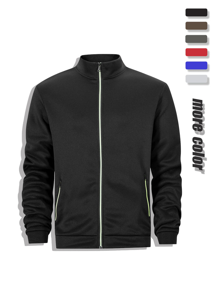 Men's Casual Full Zip Stand Collar Sweatshirt Coat for Autumn Winter