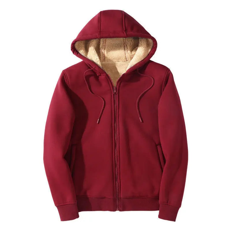 Men's Winter Windproof Hoodie - Sherpa Lined Thermal Zip Up Sweatshirt