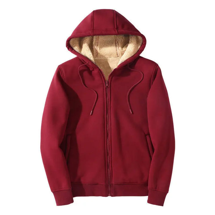 Men's Winter Windproof Hoodie - Sherpa Lined Thermal Zip Up Sweatshirt