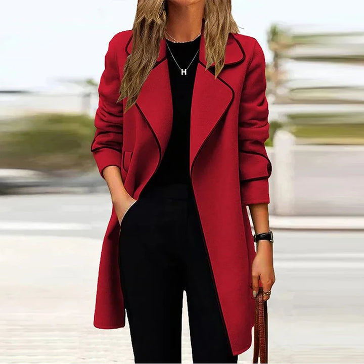 Women's Long Tweed Blazer Jacket for Fall Winter with Collar