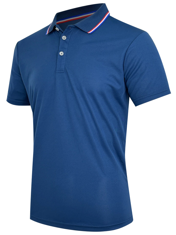 Men's Casual Breathable Solid Color Short Sleeve Polo Shirt