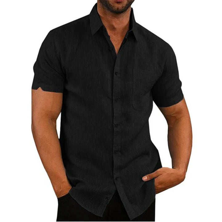 Men's Casual Cotton Linen Short Sleeve Shirts for Summer Beach Wear