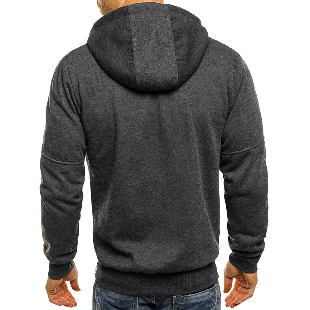 Men's Long Sleeve Zipper Hooded Sweatshirt Casual Sports Jacket