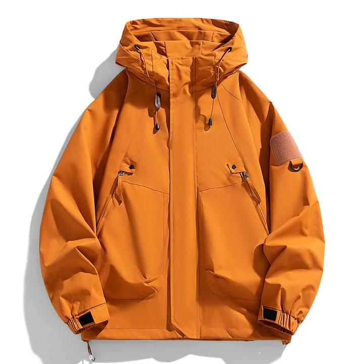 Men's Waterproof Hooded Windbreaker Coat for Hiking and Camping