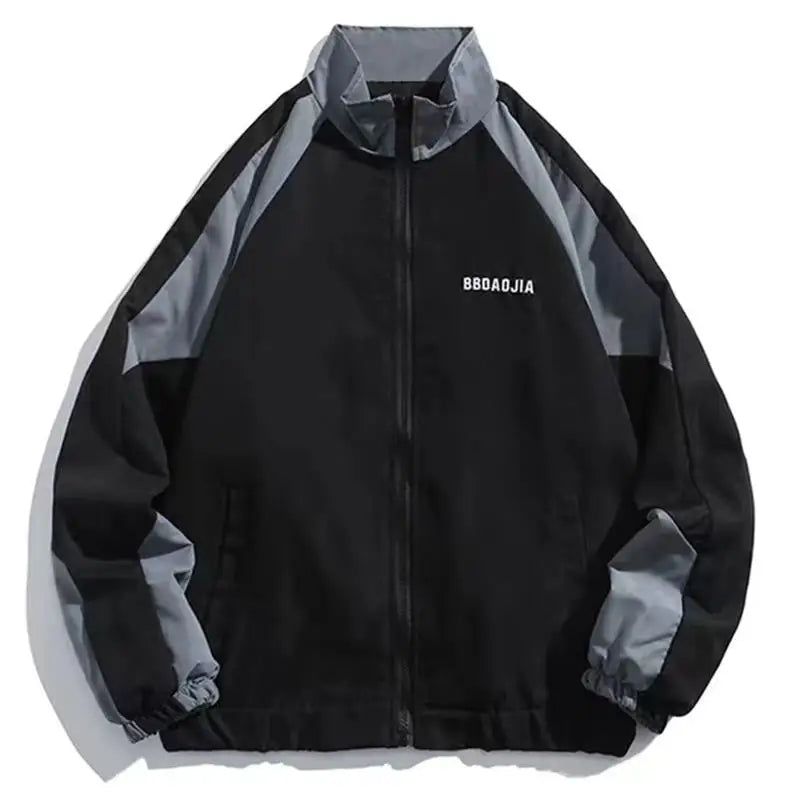 Men's Reflective Striped Windbreaker Coat for Hip Hop Streetwear
