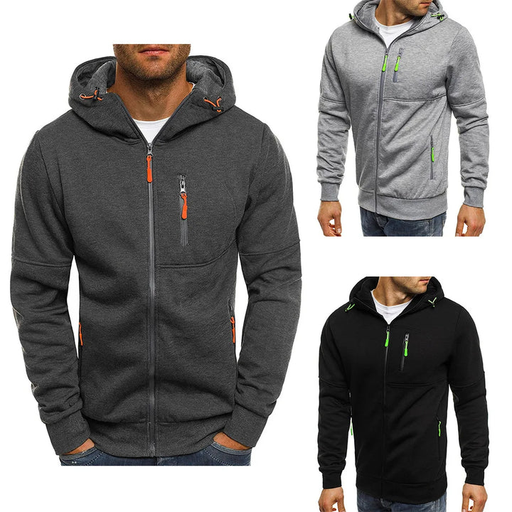 Men's Long Sleeve Zipper Hooded Sweatshirt Casual Sports Jacket