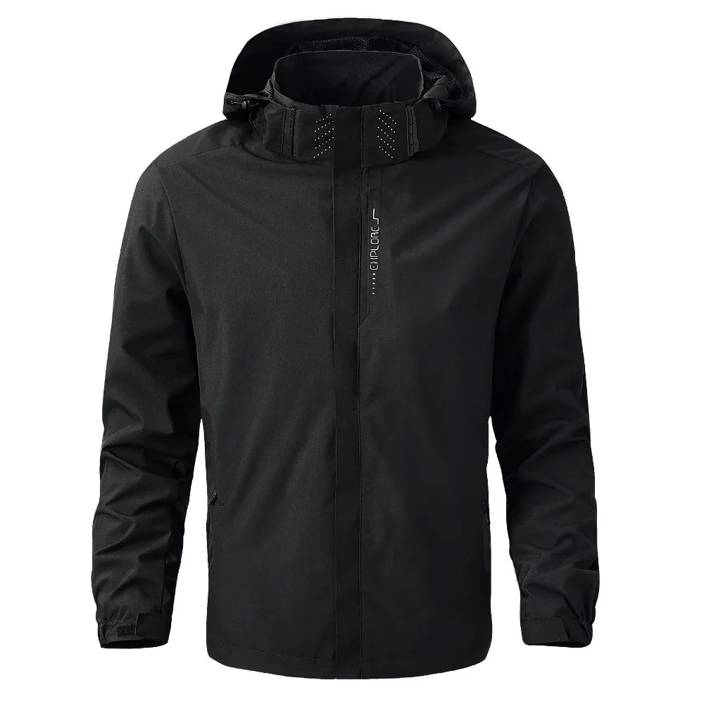 Men's Lightweight Waterproof Hooded Coat for Hiking and Climbing