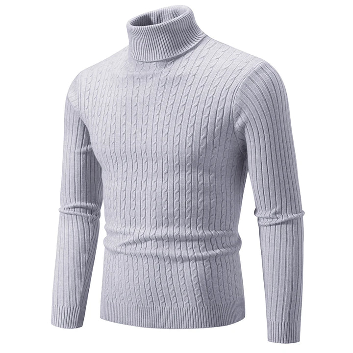 Men's Warm Casual High Neck Knitted Pullover Sweater for Winter