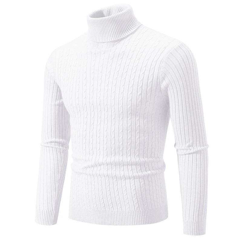 Men's Warm Casual High Neck Knitted Pullover Sweater for Winter