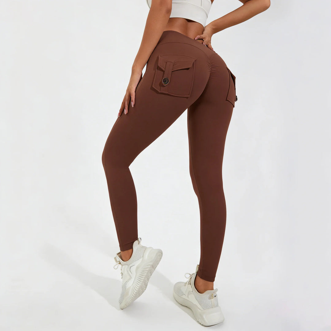 Women's Nylon Yoga Pants with Butt Pocket, Breathable Sports Leggings