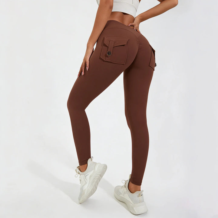 Women's Nylon Yoga Pants with Butt Pocket, Breathable Sports Leggings