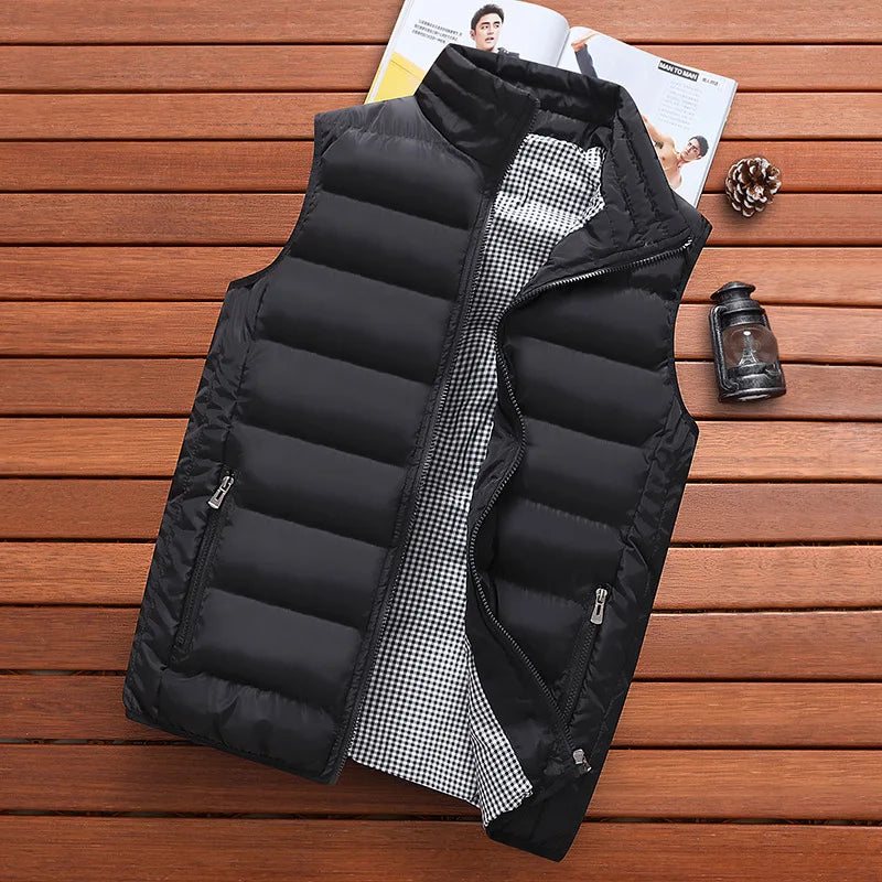 Men's Windproof Sleeveless Jacket - Thick Warm Down Cotton Vest
