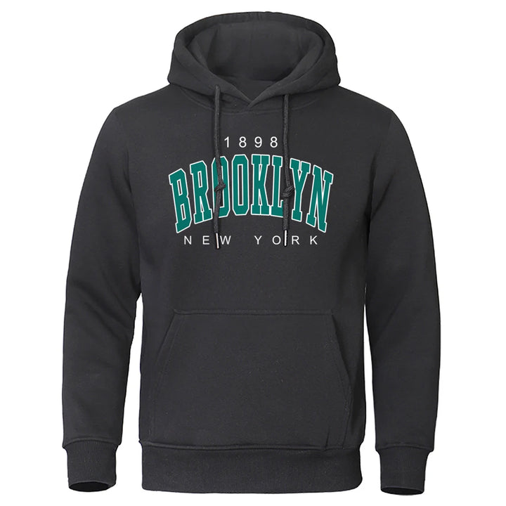 Men's Oversized Printed Crewneck Hoodie - Brooklyn Style Sweatshirt