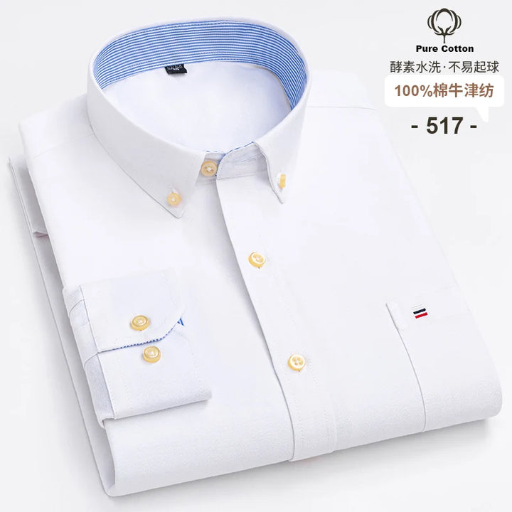 Men's Long Sleeve Cotton Oxford Plaid Button Down Casual Shirt S-7XL