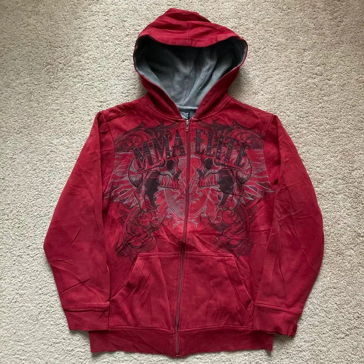 Women's Y2K Hip Hop Trend Zipper Hoodie Casual Vintage Sweatshirt