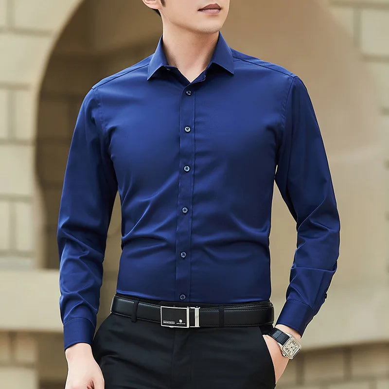 Men's Solid Color Plus Size Casual Long Sleeve Work Shirt