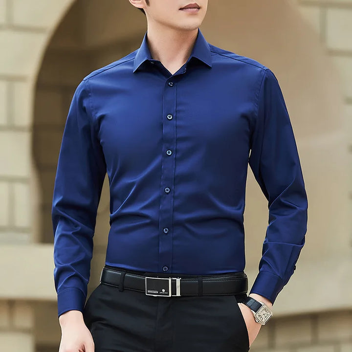 Men's Solid Color Plus Size Casual Long Sleeve Work Shirt