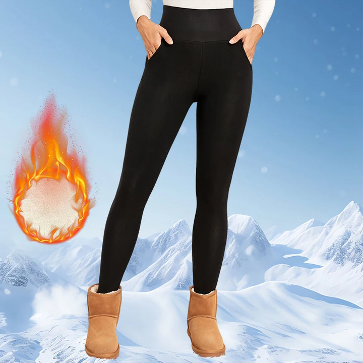 Women's Thick Flared Fleece Leggings High Waist Thermal Tights