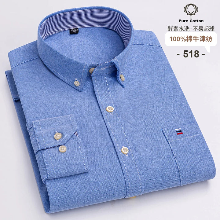 Men's Long Sleeve Cotton Oxford Plaid Button Down Casual Shirt S-7XL