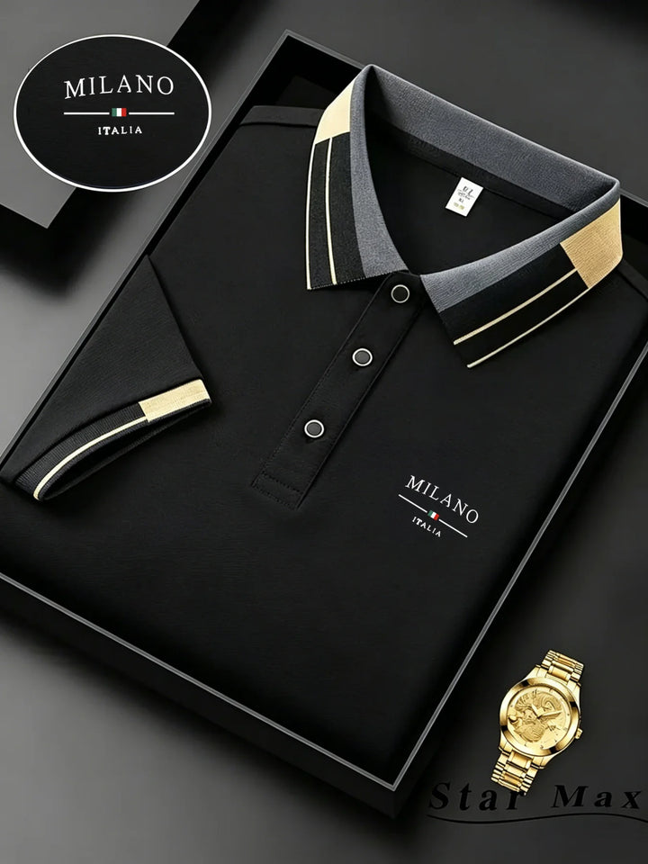 Men's Short-Sleeved Polo Shirt with Horse Embroidery, Summer Casual Wear
