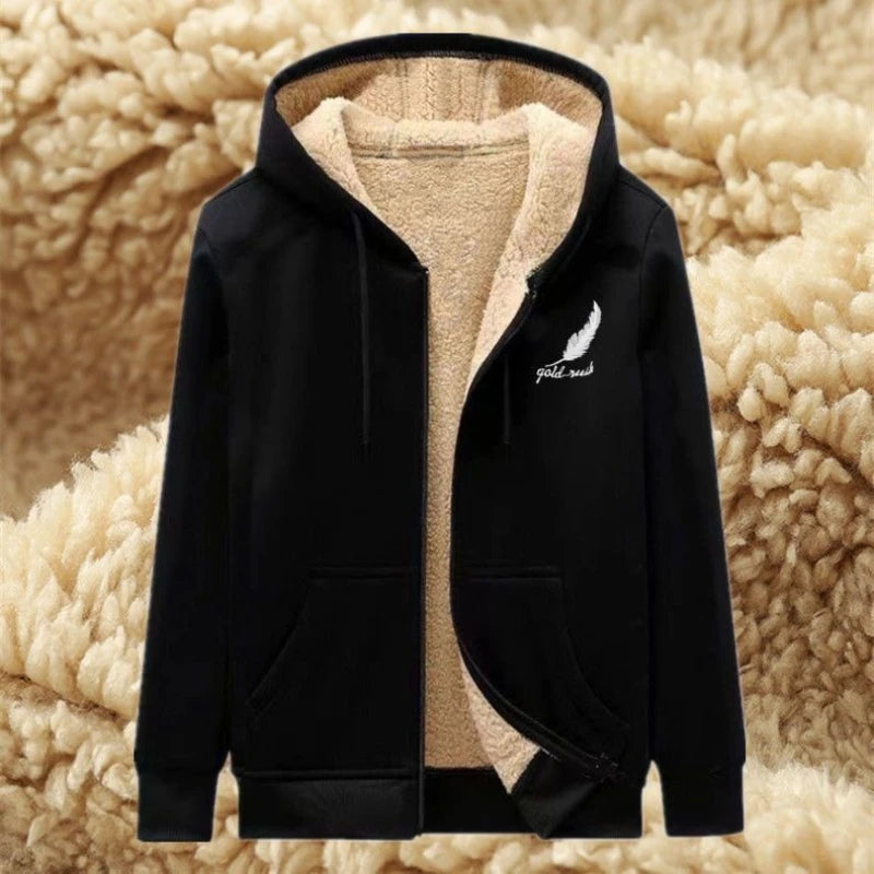 Men's Winter Windproof Hoodie - Sherpa Lined Thermal Zip Up Sweatshirt