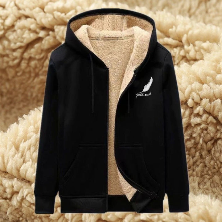 Men's Winter Windproof Hoodie - Sherpa Lined Thermal Zip Up Sweatshirt