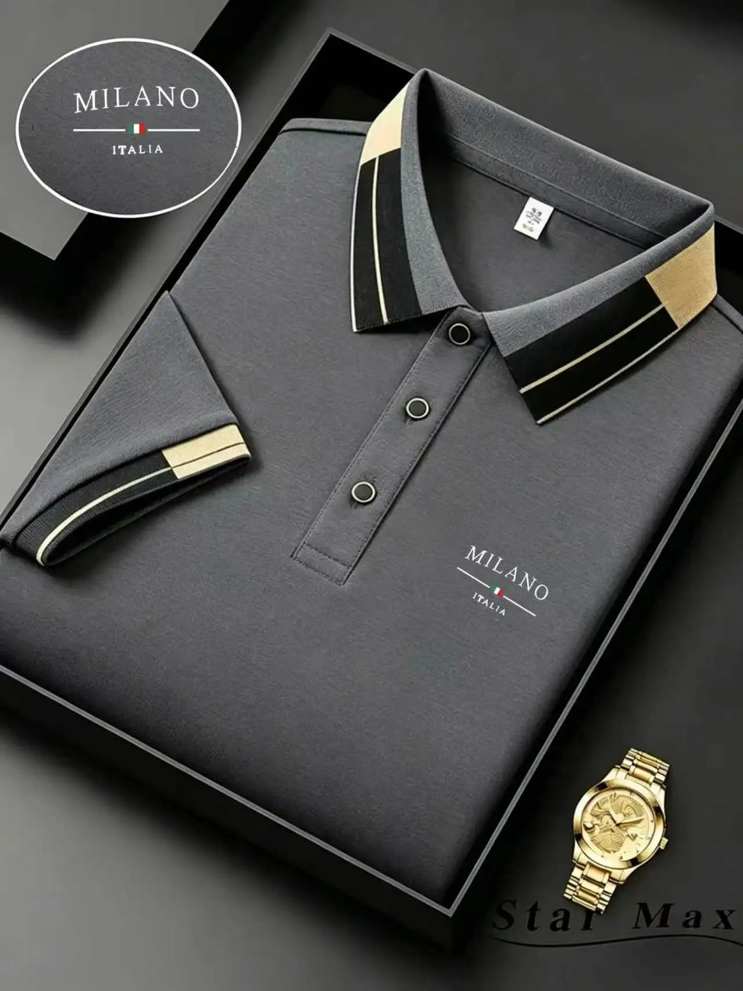 Men's Short-Sleeved Polo Shirt with Horse Embroidery, Summer Casual Wear