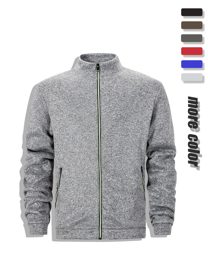 Men's Casual Full Zip Stand Collar Sweatshirt Coat for Autumn Winter