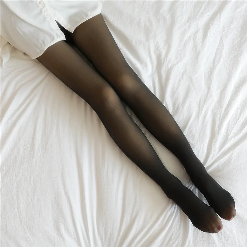 Women's Warm Stretch Thermal Sheer Fleece Leggings for Winter Streetwear