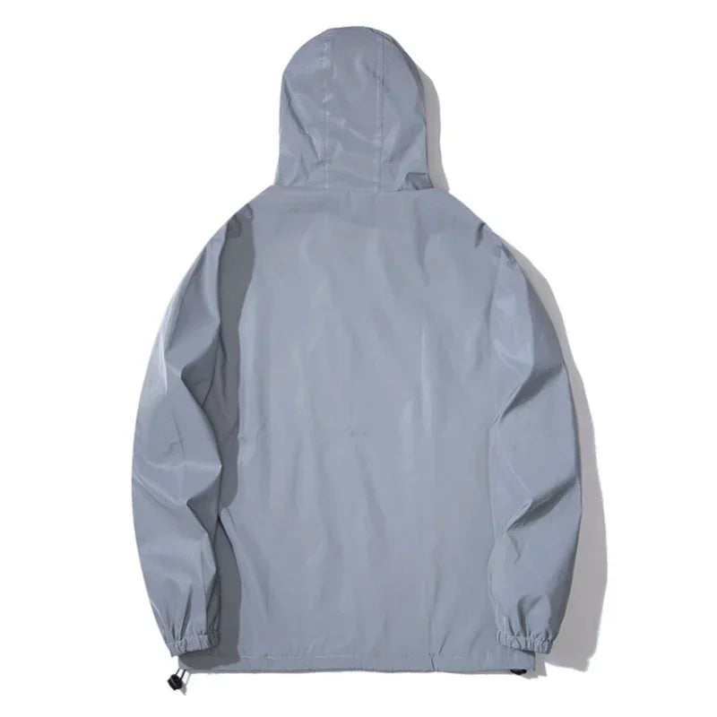 Men's Reflective Coat for Nightwear - Solid Color Polyester Fashion