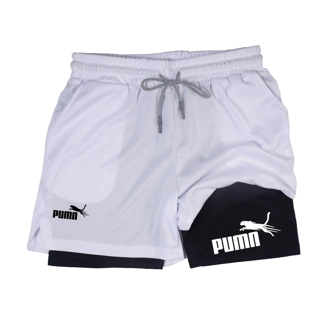 Men's Summer Breathable Two in One Compression Shorts Quick Drying M-3XL
