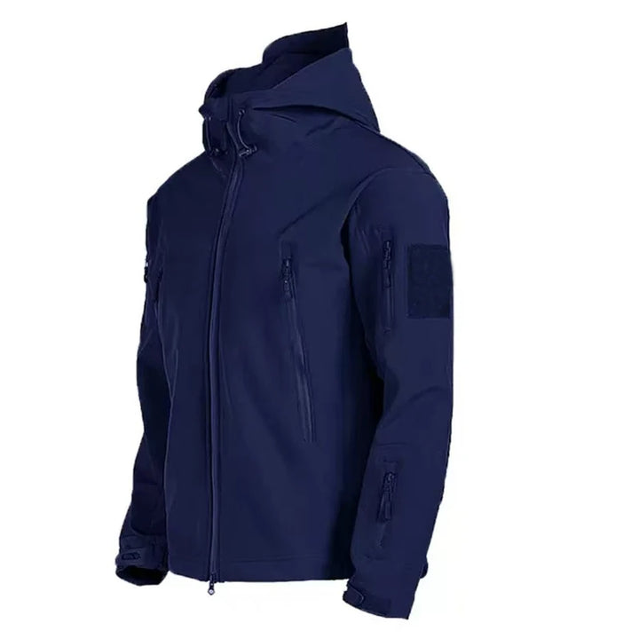 Men's Softshell Fleece Jacket - Windproof Hooded Coat for Outdoor Activities
