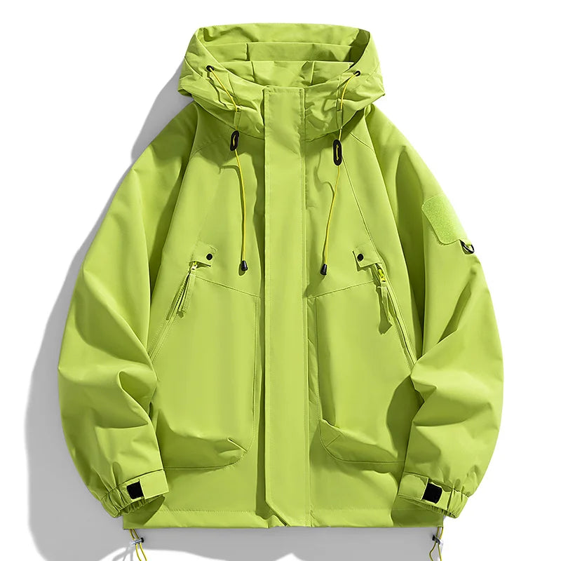 Men's Waterproof Hooded Windbreaker Coat for Hiking and Camping
